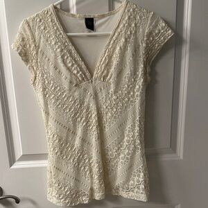 Wrapper Cream Lace V-Neck Blouse